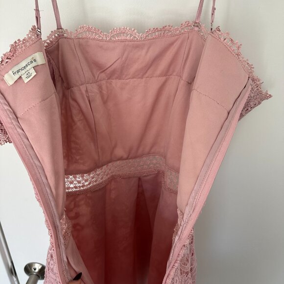 Francesca's Rose Pink Lace Overlay Off-Shoulder Dress, XS - Picture 6 of 6